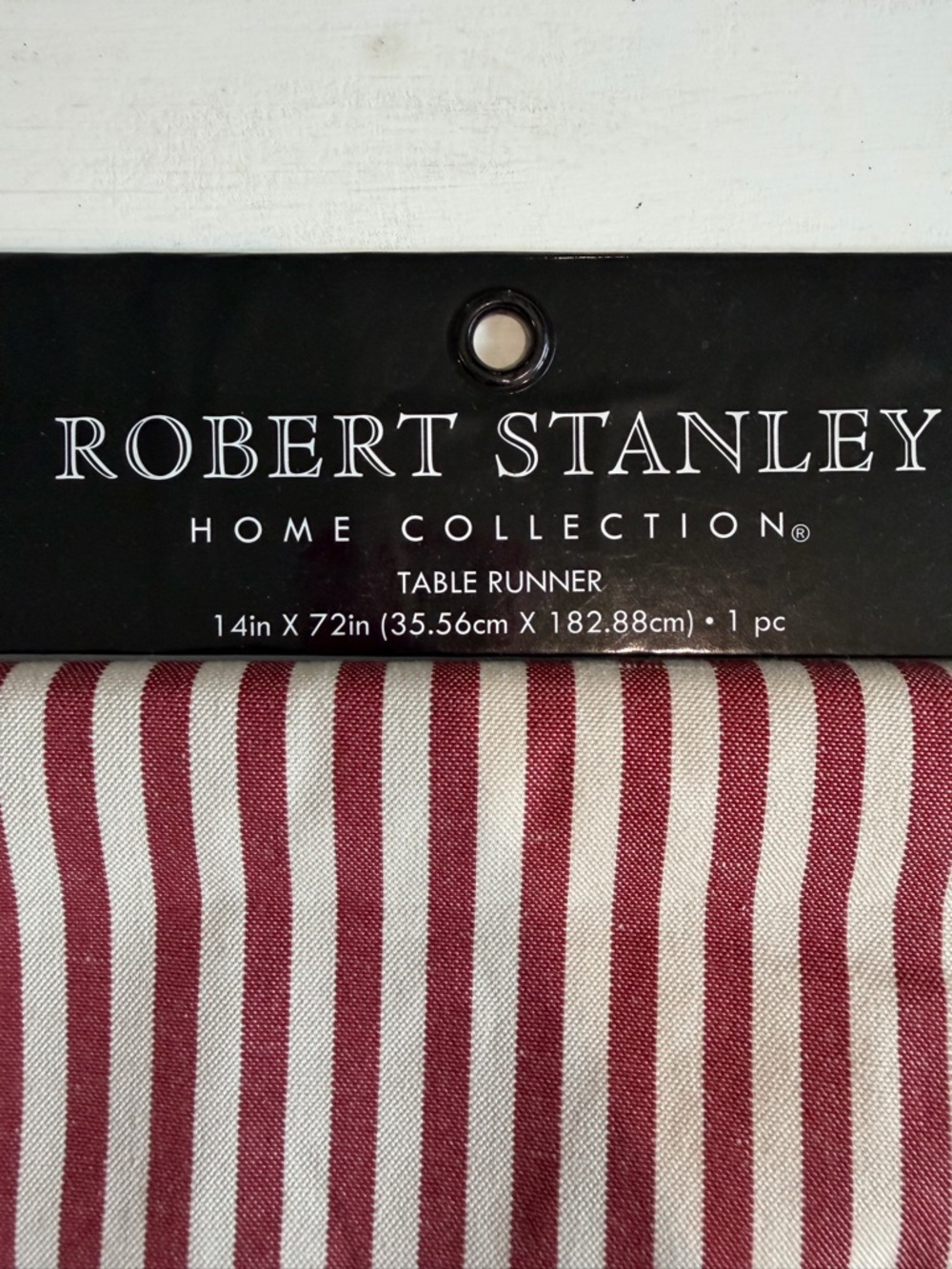 Robert Stanley Home Collection Red & Cream Striped Table Runner